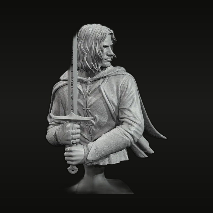 Medieval Warrior with Longsword 70mm Resin Bust Kit - unpainted resin model kit