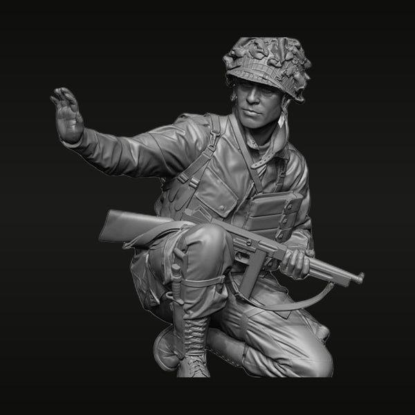 WWII US Army Soldier Rallying with M1 Garand 1/35 Resin Figure Kit