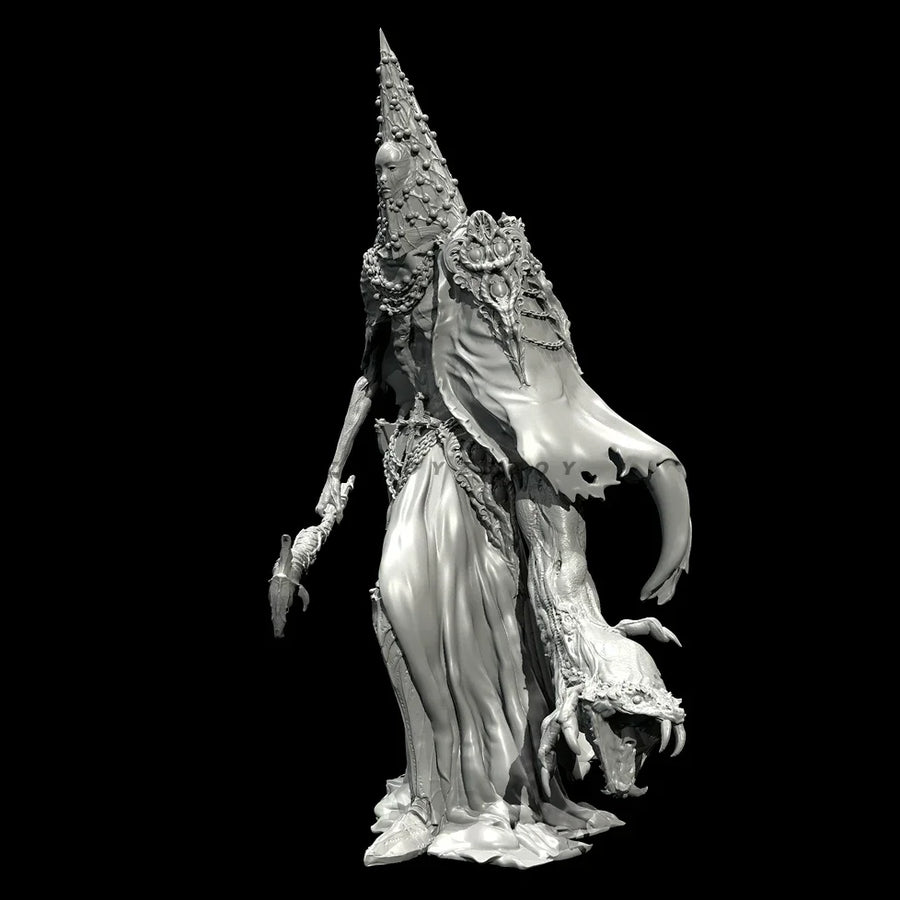 Fantasy Dark Sorceress Queen with Staff 38mm Resin Figure Kit - resin model view 4