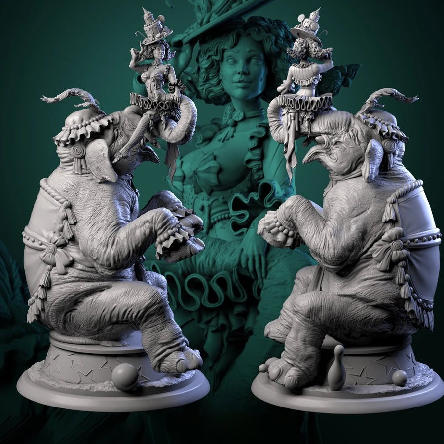 Overall Heights 75Mm 90Mm 115Mm Resin Model Kit for Elephant Circus Performance Self-Assembly and Coloring TD-7495 /3D