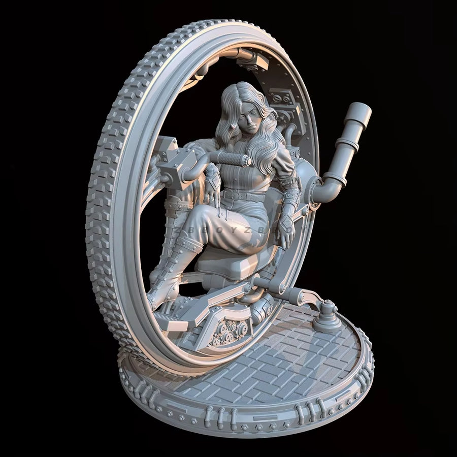 Steampunk Astronomer with Telescope 70mm Resin Figure - resin model view 3