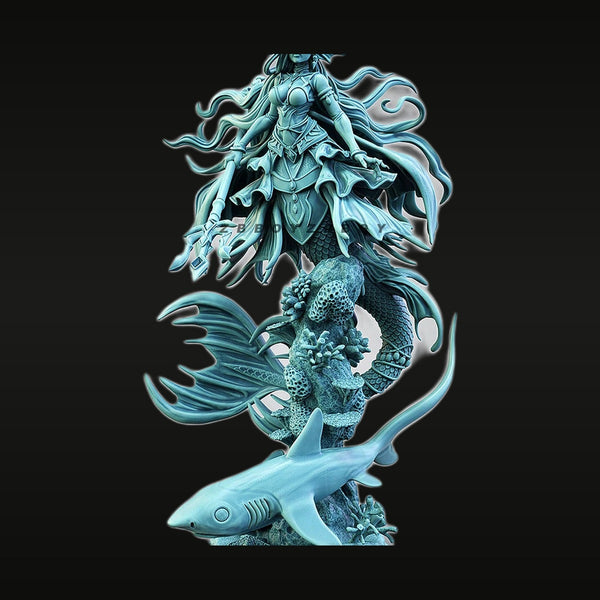 Fantasy Mermaid Queen Warrior with Shark 50mm Resin Figure Kit