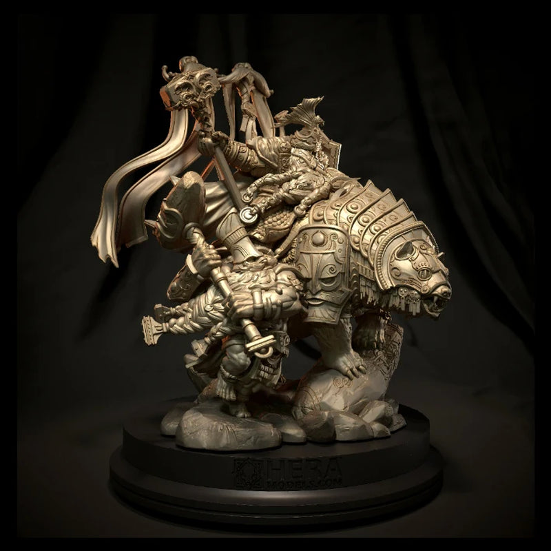 Fantasy Armored Knight on Enchanted Lion 1/24 Resin Figure Kit - resin model view 3