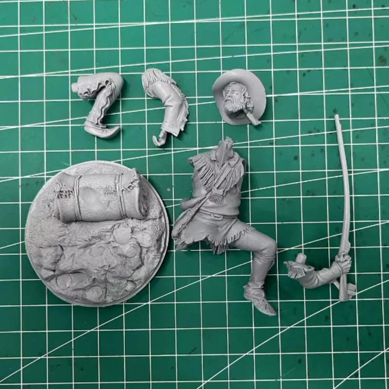 Wild West Frontiersman Trapper Seated 1/24 Resin Figure Kit - resin model view 2
