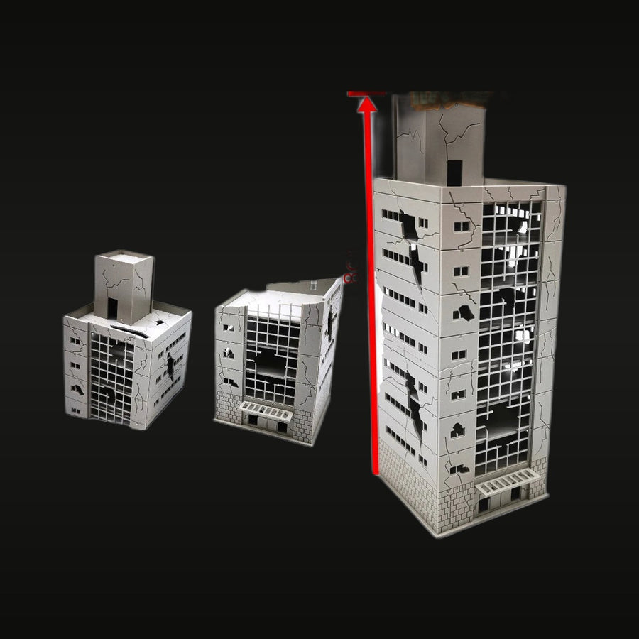 Modern Urban War-Damaged Apartment Buildings Set 1/100 Resin Diorama Kit - unpainted resin model kit