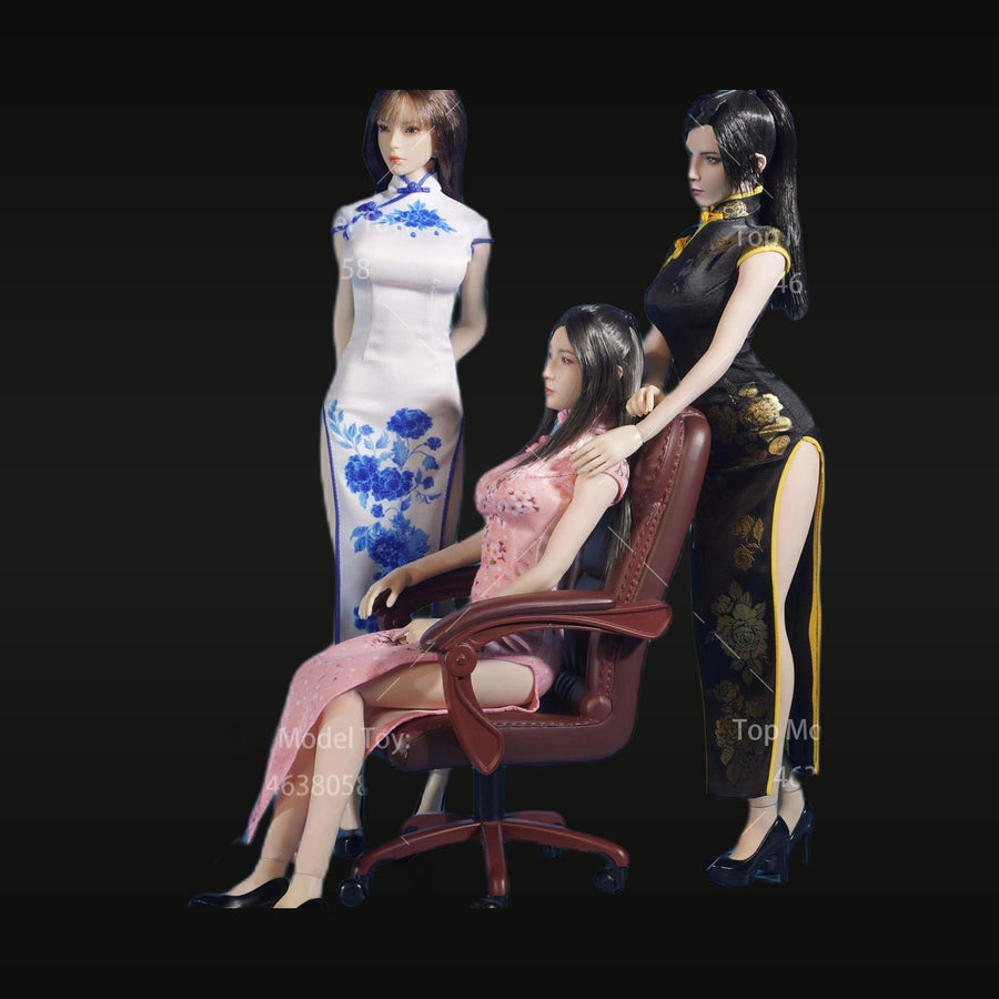 Chinese Cheongsam Female Figures Set 3 Styles 1/6 Pre-Painted Resin - unpainted resin model kit