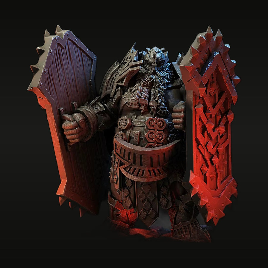 Dwarf Warrior with Dual Axes 75mm Resin Figure Kit - unpainted resin model kit