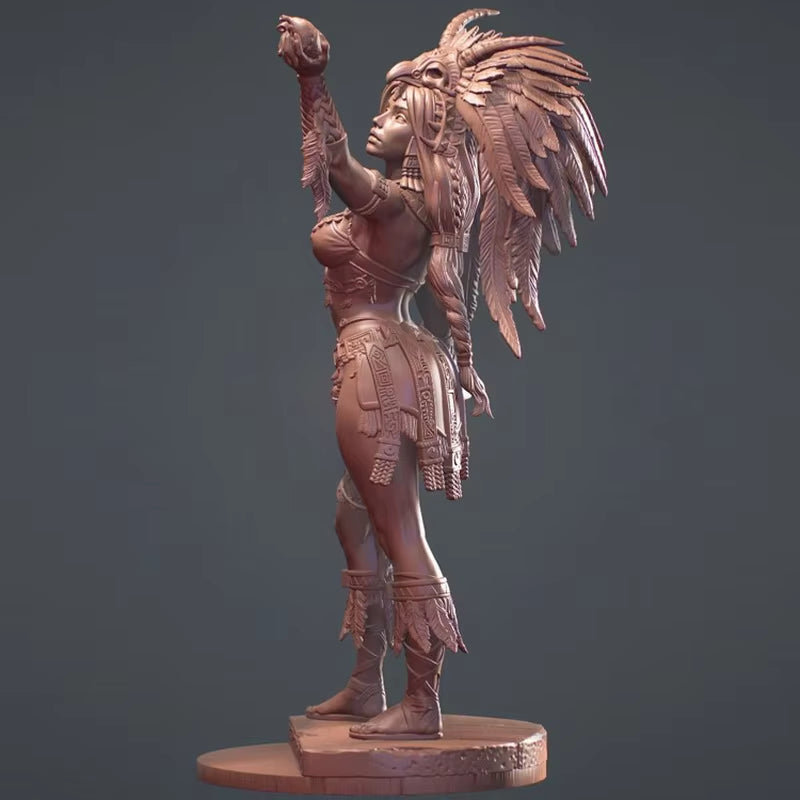 Fantasy Mesoamerican Warrior Priestess 1/24 Resin Pinup Figure Kit - resin model view 3