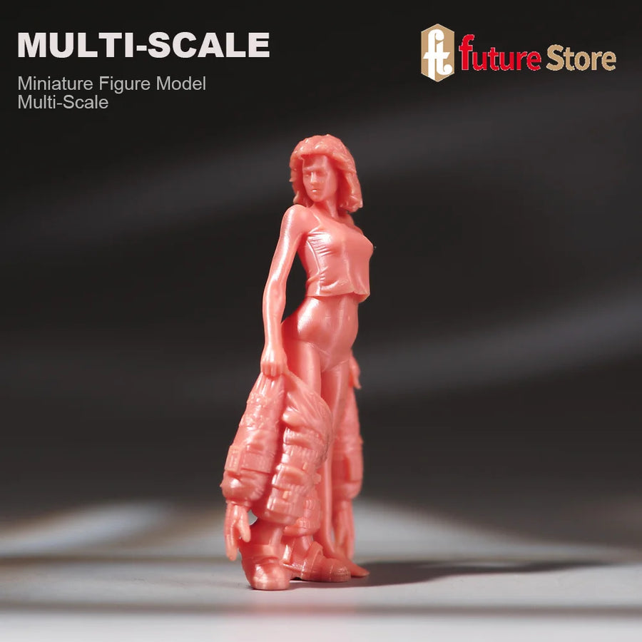 Miniature Figure 1/87 1/64 1/43 1/24 Beauty Girl Takes off Jumpsuit Mini Doll Model Scene Props Decoration Toys