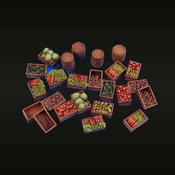 1/35 Medieval Market Food Stalls (Resin Terrain)