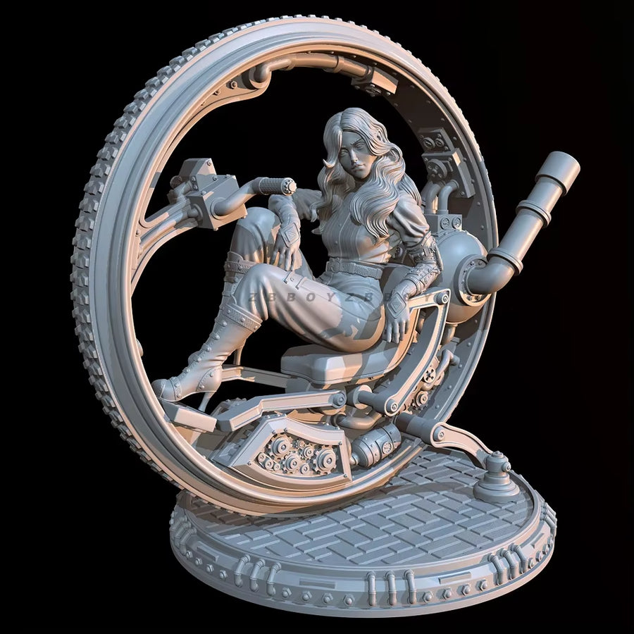 Steampunk Astronomer with Telescope 70mm Resin Figure - resin model view 2