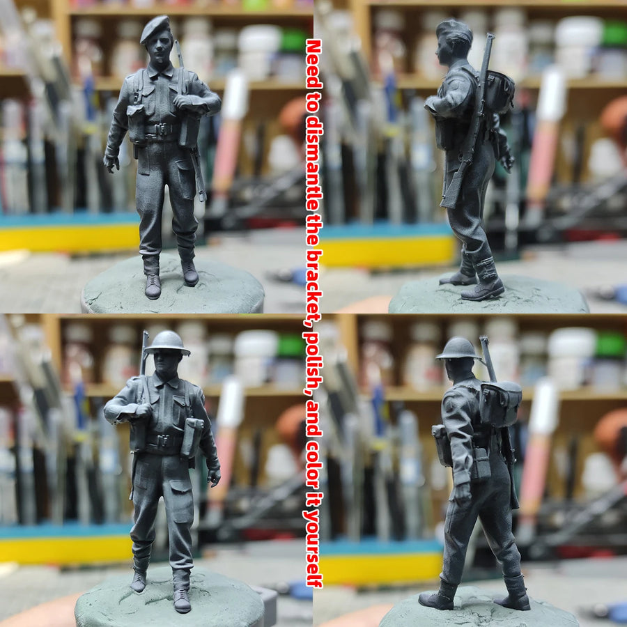 UK Army Soldier Figure Soldier Team Military Man Stand Set Assembly Set Static Plastic Scale Model Kit 5 Pcs 1/72 1/35 1/48