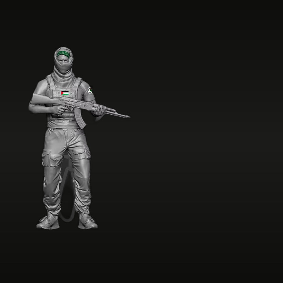Modern Palestinian Fighter with AK-47 Tactical Gear 1/35 Resin Figure Kit - unpainted resin model kit