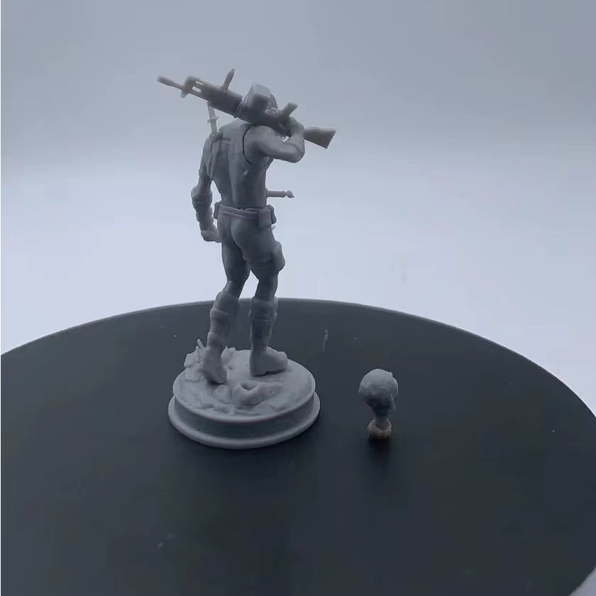 Masked Male Mercenary with Sword & Rifles 1/24 Resin Figure - resin model view 5