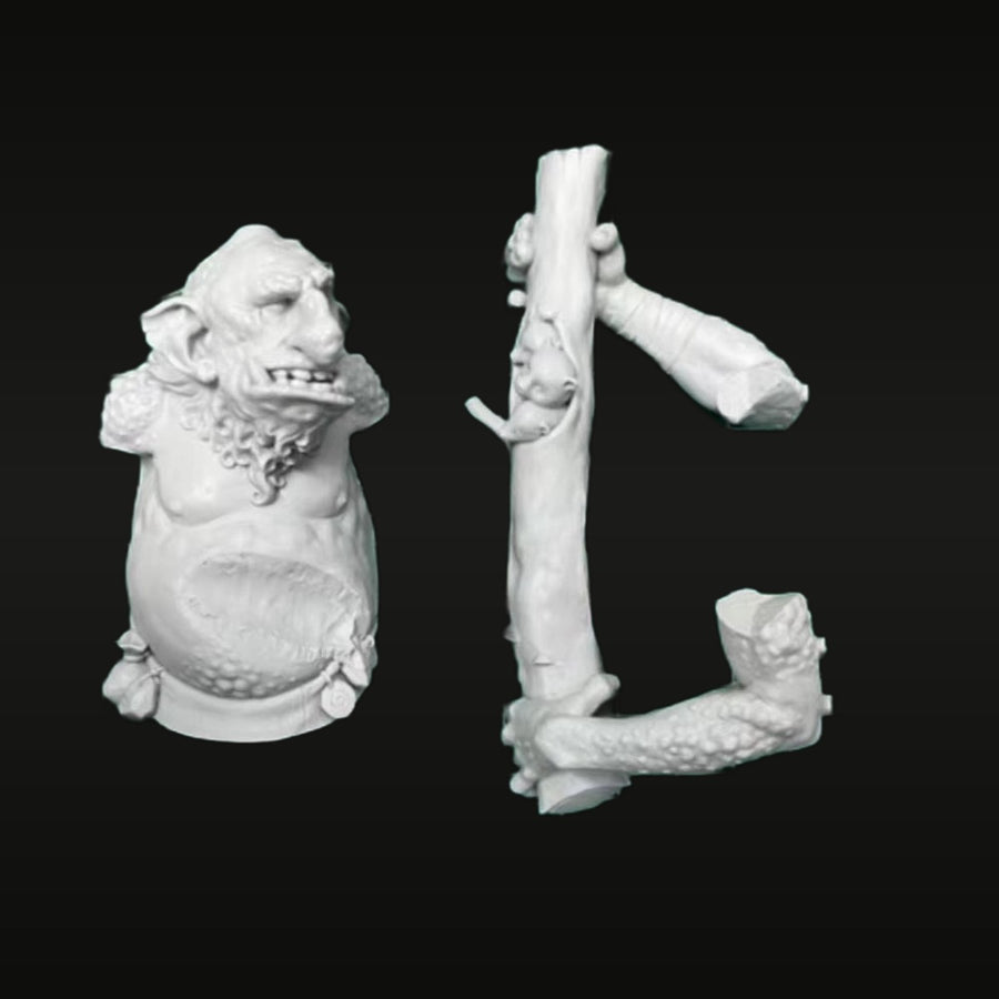 Grotesque Monster & Tree Stump 1/12 Scale Resin Bust Set - unpainted resin model kit