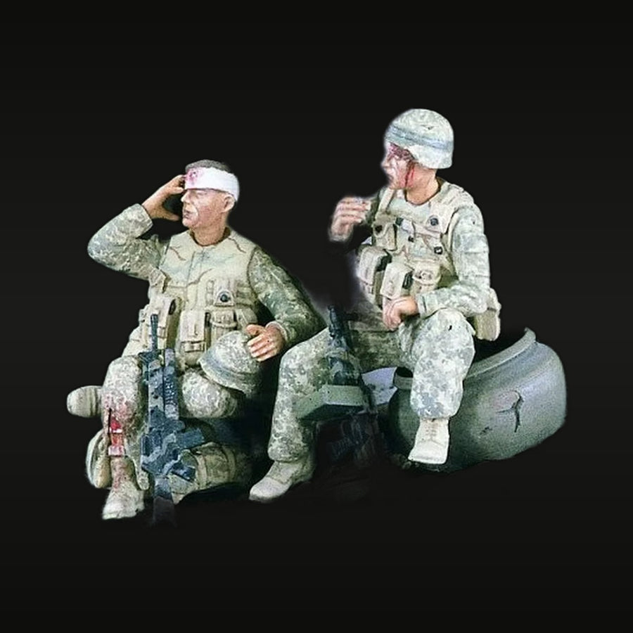 Modern US Marines Wounded Soldier & Medic Set 1/35 Resin Figure Kit - unpainted resin model kit