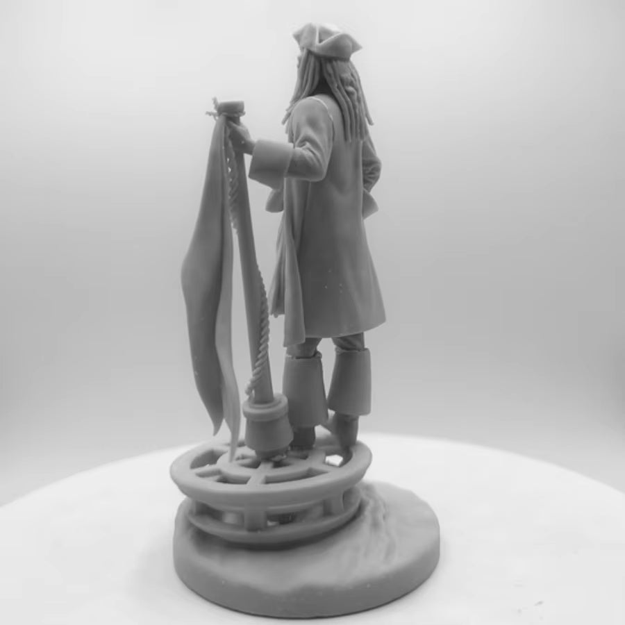 Caribbean Pirate Captain with Dreadlocks and Pistol 1/24 Resin Figure Kit - resin model view 5