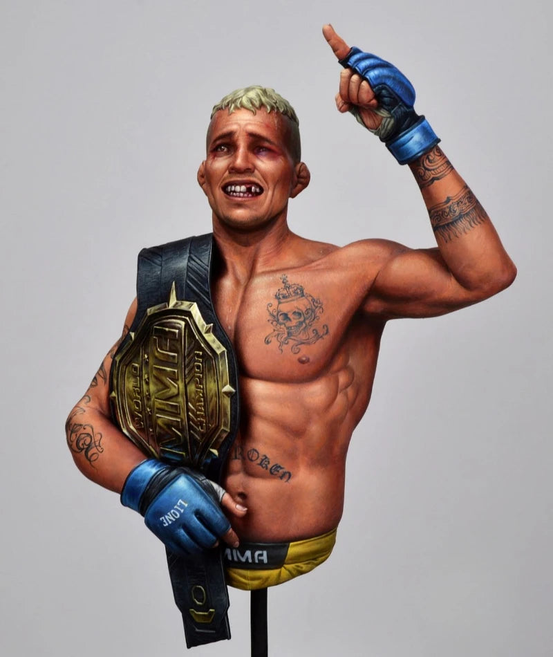 MMA Fighter Champion with Wrapped Hands 1/10 Scale Resin Bust Kit - resin model view 3