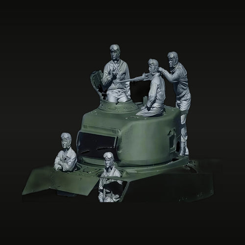 WWII German Tank Commander 5-Figure Diorama Set 1/16 Resin Kit