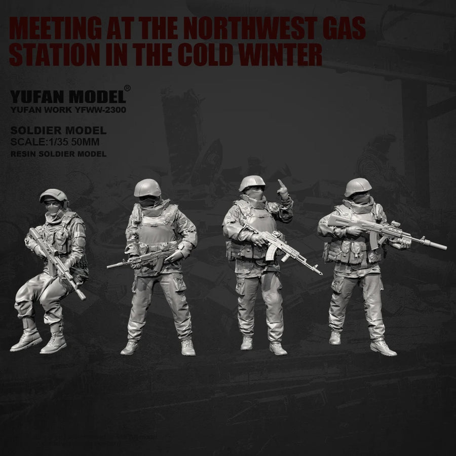 Modern Russian Special Forces Operators with AK Assault Rifles 1/35 Resin Figure Kit - resin model view 2
