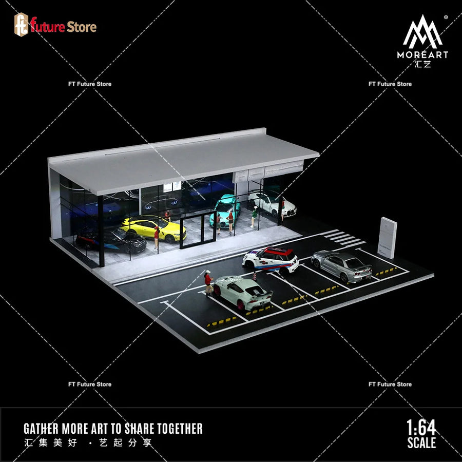1/64 Scale Simulate Miniature Parking Lot Light Architecture Diorama Car Park Street Scene Building Model Showroom Decor Display