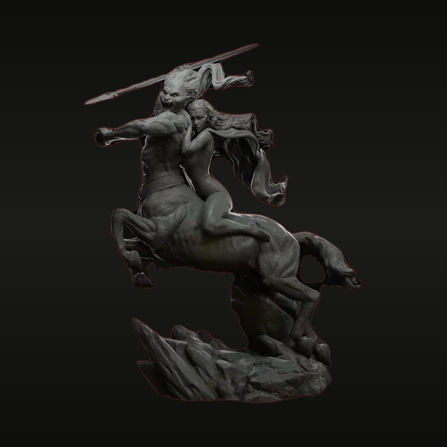 Fantasy Female Warrior on Rearing Horse with Lance 1/24 Resin Figure Kit - unpainted resin model kit