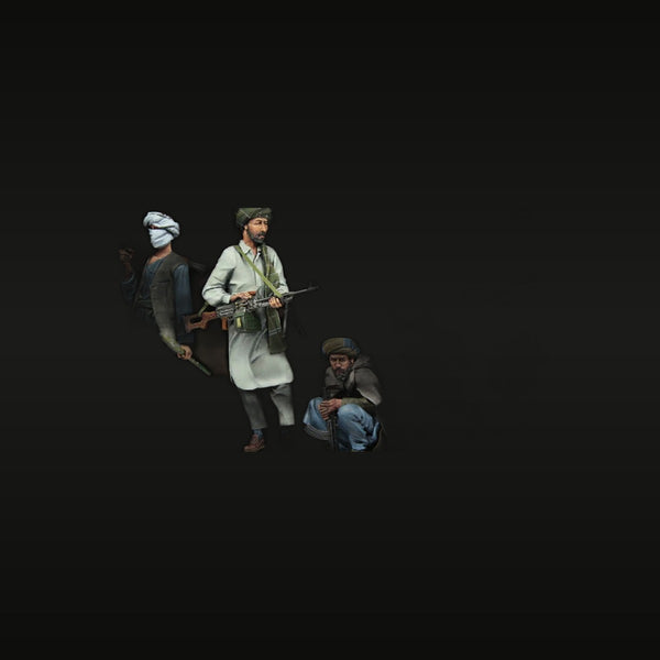 Modern Afghan Mujahideen Fighters with AK and LMG 1/35 Resin Figure Kit