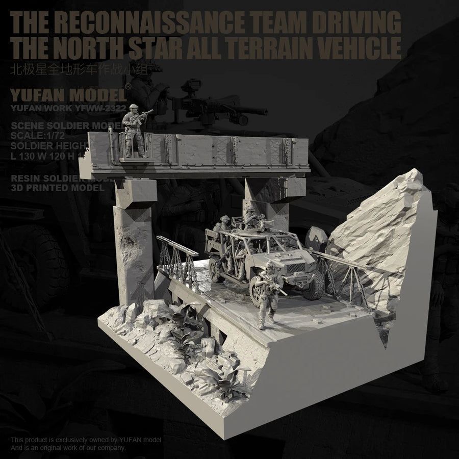 Modern US Special Forces Bridge Assault with Tactical Buggy 1/72 Resin Diorama Kit - resin model view 2