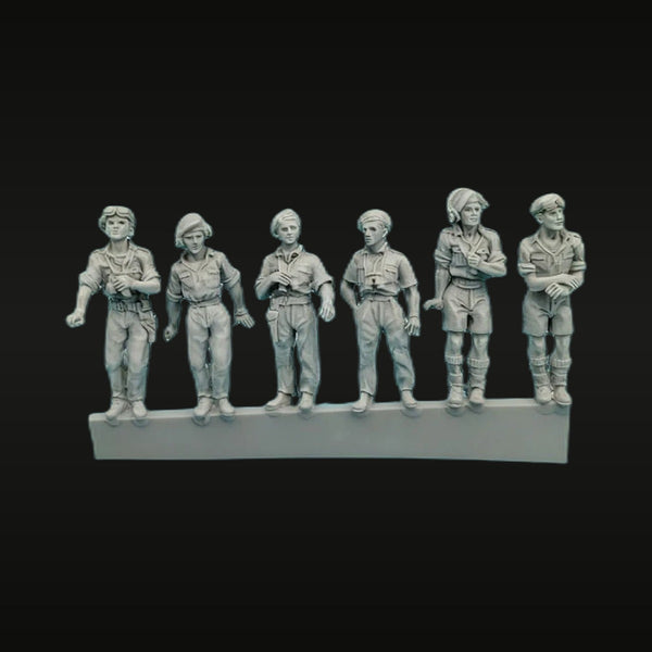 WWII British Tank Regiment Crew 6-Figure Set 54mm Resin Kit
