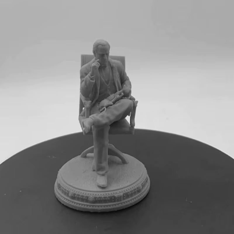 Seated Contemplative Man in High-Backed Chair 1/24 Resin Figure Kit - resin model view 3