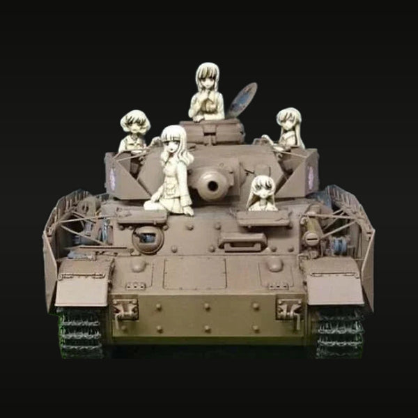 Anime Female Tank Crew Diorama Set with Type 97 Chi-Ha Japanese Medium Tank 1/35 Resin Kit