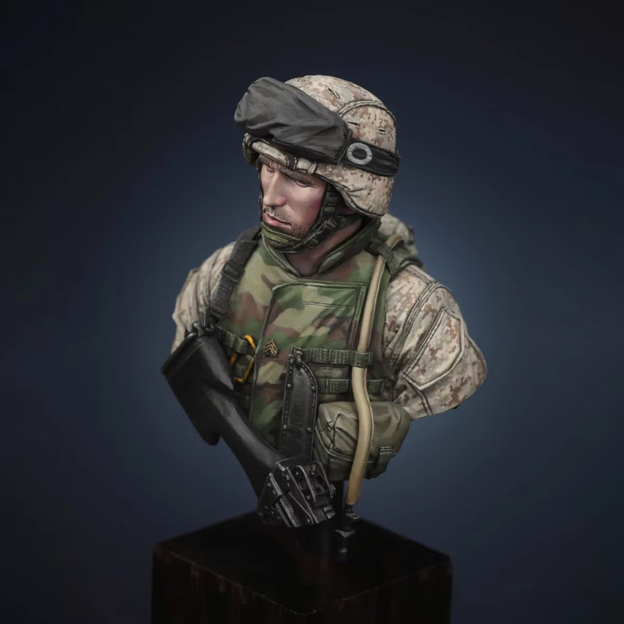 Modern US Soldier Desert DCU Digital Camouflage 1/10 Resin Bust - resin model view 3