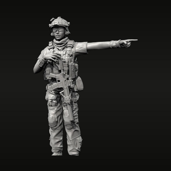 Modern US Special Forces Operator Pointing M4 1/35 Resin Figure Kit