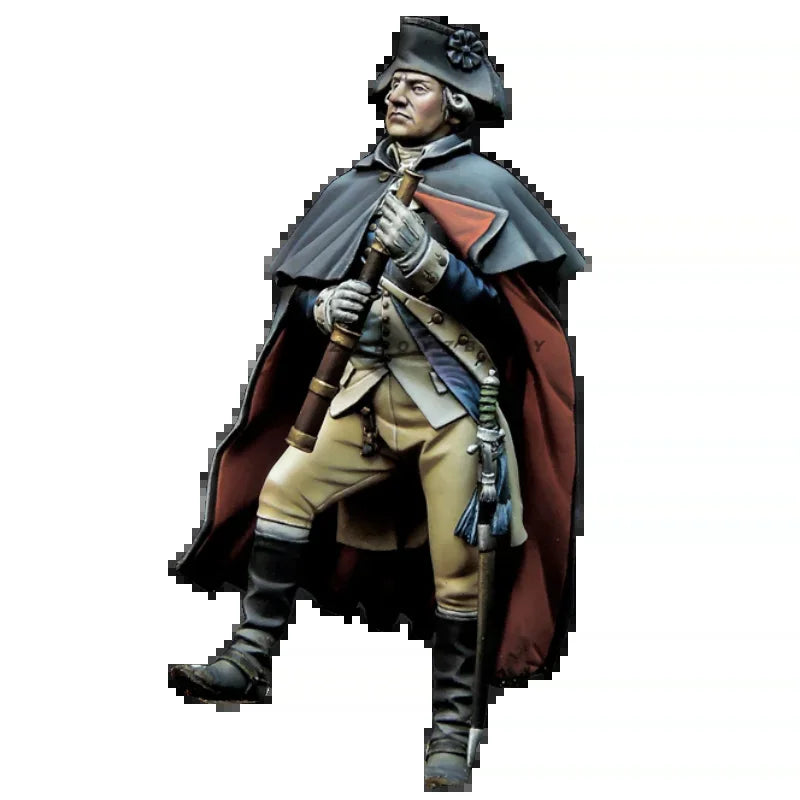 American Revolutionary War Officer with Cape and Sword 1/24 Resin Figure Kit - resin model view 3