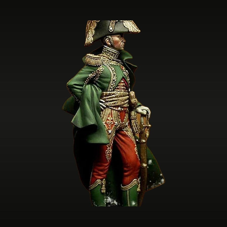 Napoleonic French Officer with Bicorne Hat and Sword 90mm Resin Bust Kit - unpainted resin model kit