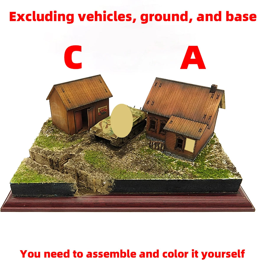 Assembly Architectural Model Sand Table Europe Rural Villa Log Cabin Wooden House Building Diorama Scale Model Kit 1/72