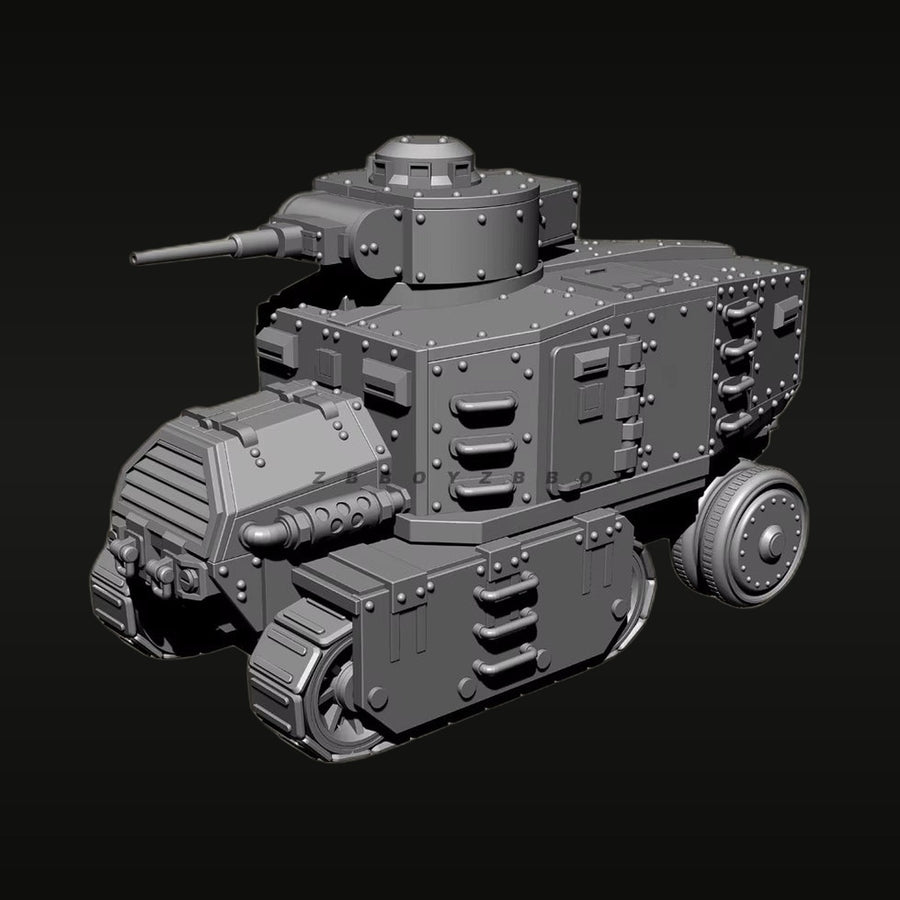Sci-Fi Steampunk Medium Tank with Rotating Turret 1/144 Resin Vehicle Kit - unpainted resin model kit