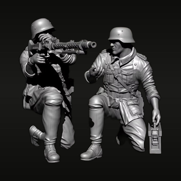 WWII German Infantry MG42 and MP40 Team 1/35 Resin Figure Kit