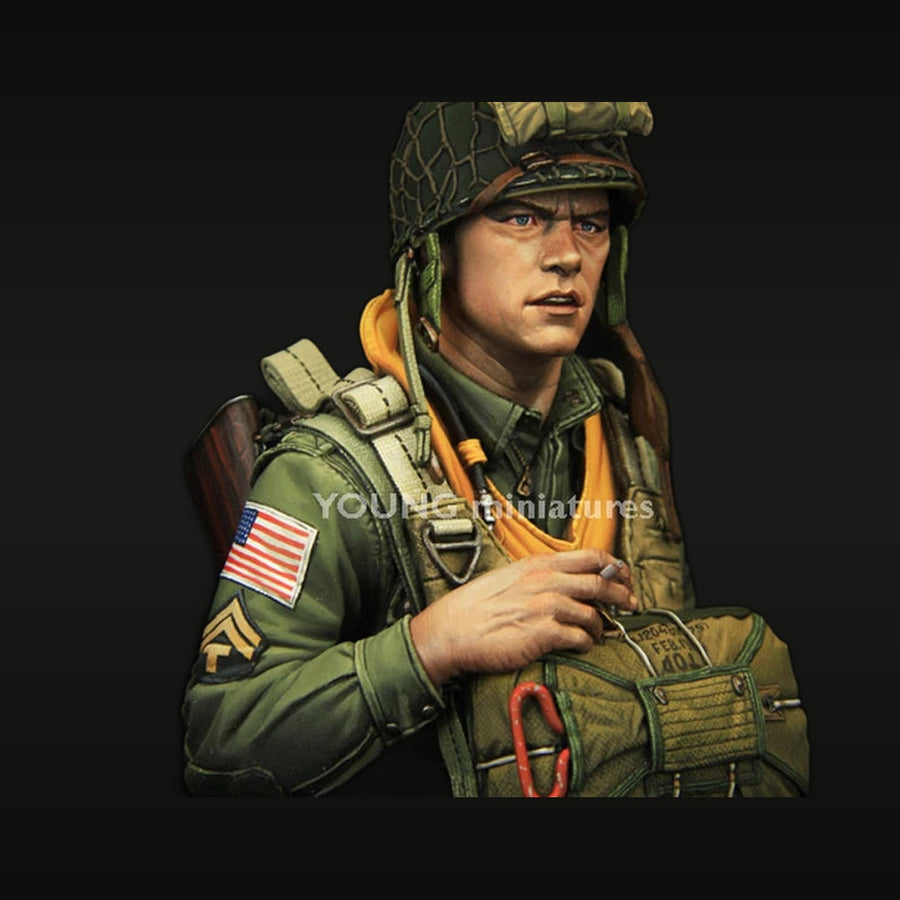 WWII American 101st Airborne Sergeant Paratrooper 1/10 Resin Bust - unpainted resin model kit