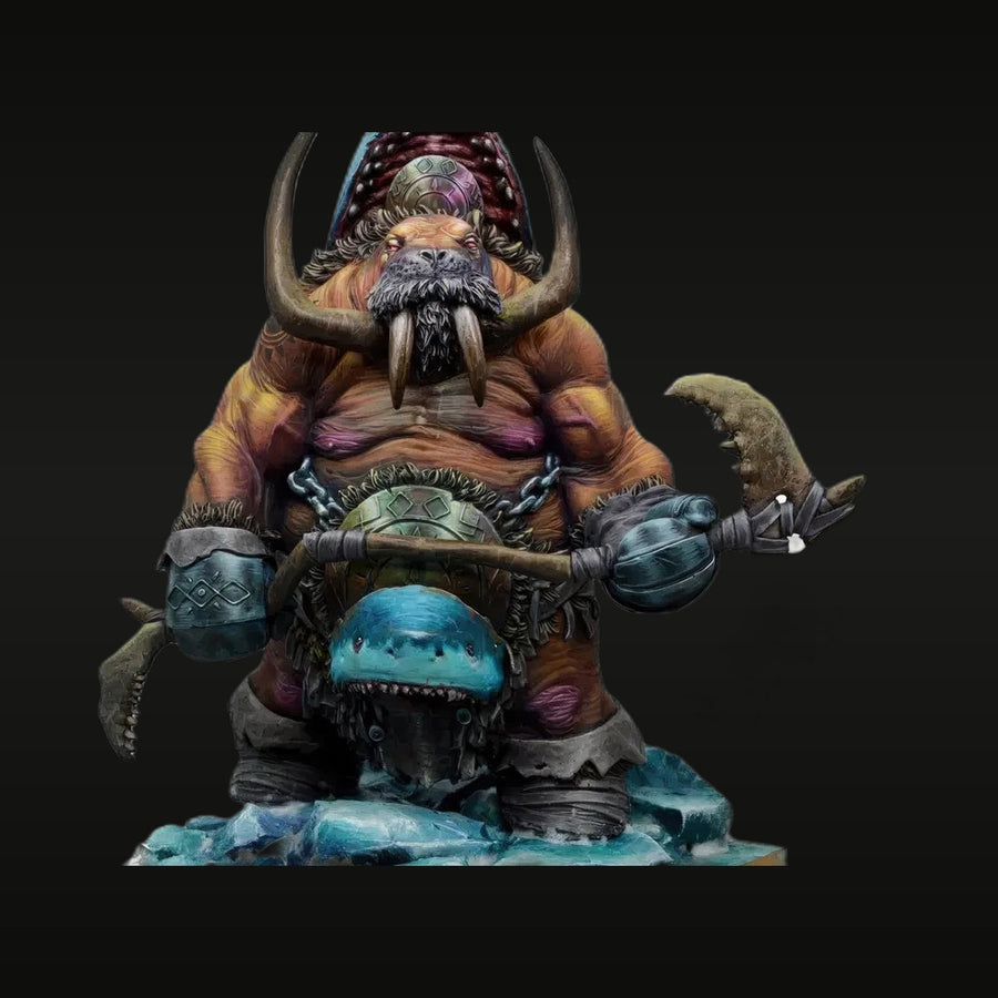 Fantasy Dwarf Ice Warrior Bust with Tusks & Horns 1/24 Resin Kit - unpainted resin model kit