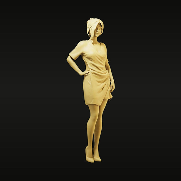 Civilian Modern Woman in Elegant Dress 1/64 Resin Figure Kit