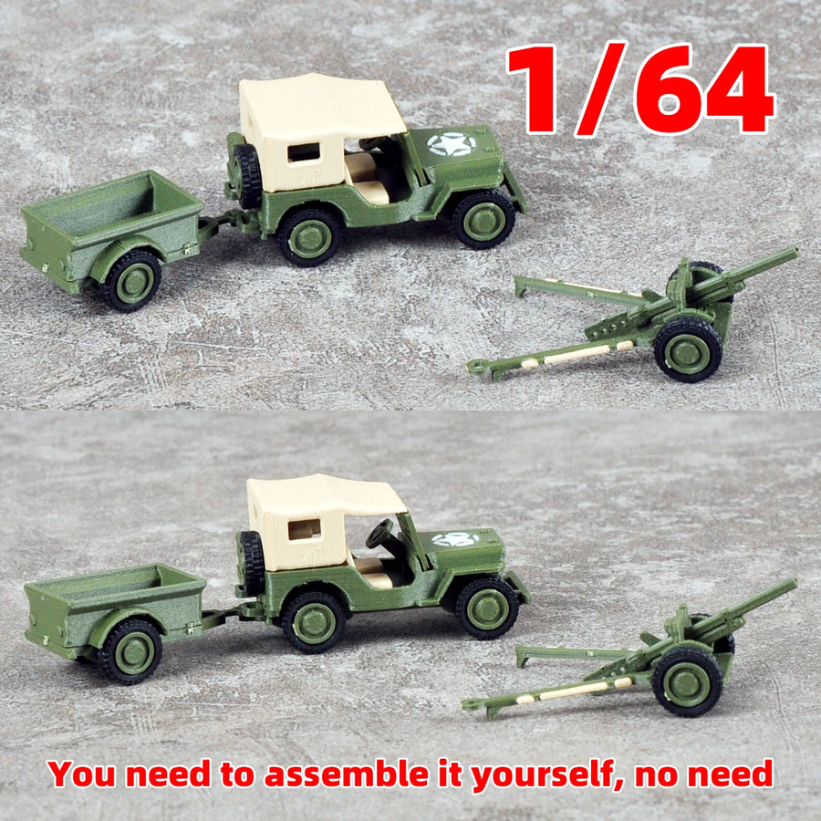 WWII Military Jeep with Trailer 1:64 Resin Vehicle Kit - resin model view 4