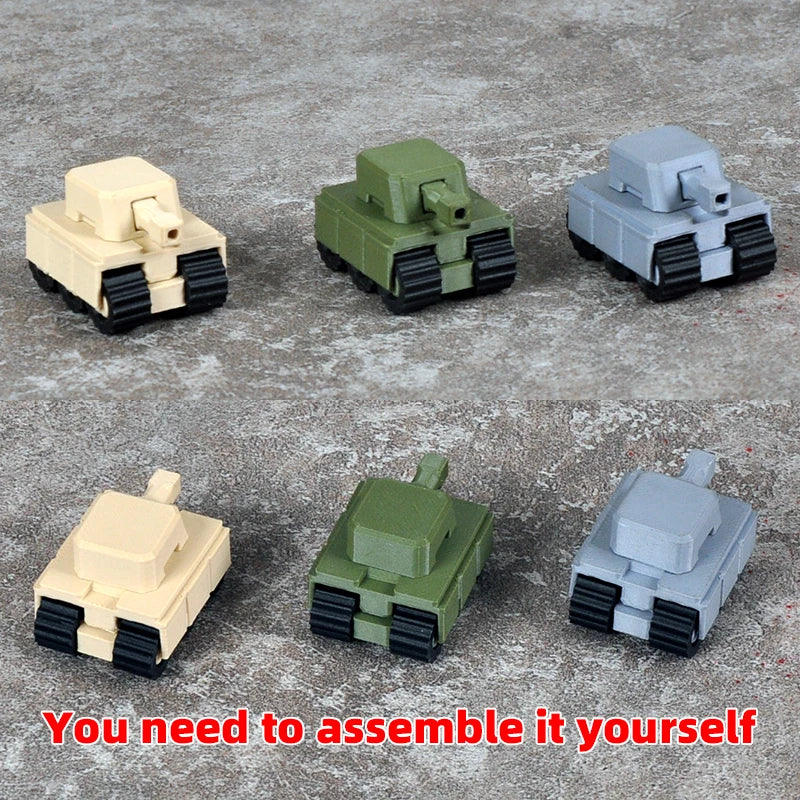 Assembly Scale Set Static Plastic Military Armored Vehicles Tank 3Pcs