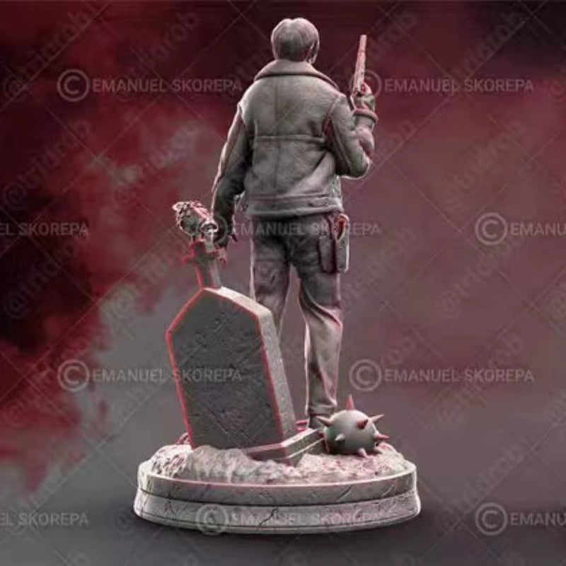 Post-Apocalyptic Survivor with Revolver and Rifle 1/24 Resin Figure Kit - resin model view 2