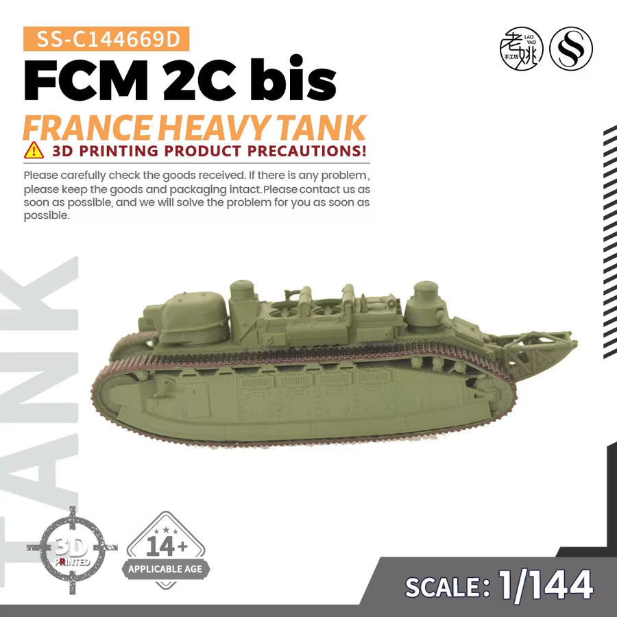 1/144 1/200 1/350 1/700  SS669 Military Model Kit France FCM 2C Bis Heavy Tank Miniature Static War Games
