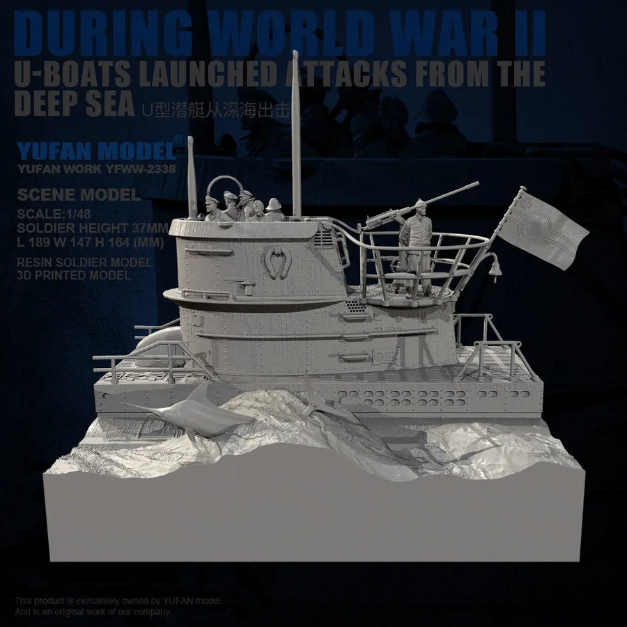 WWII German U-Boat Flak Gun Crew Conning Tower Diorama 1/48 Resin Kit - resin model view 4