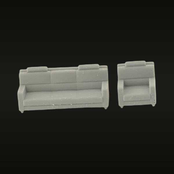 Modern Simple Sofa & 3+1 Seater Set 1/87 Resin Model Kit