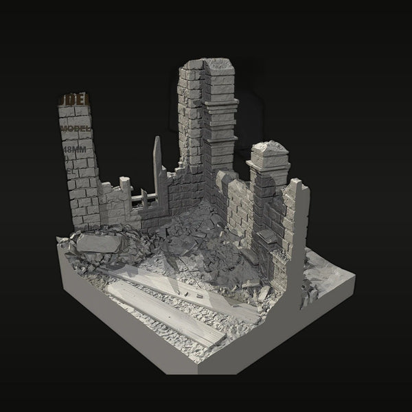 WWII European Urban Ruins Diorama Terrain Set 1/35 Resin Kit