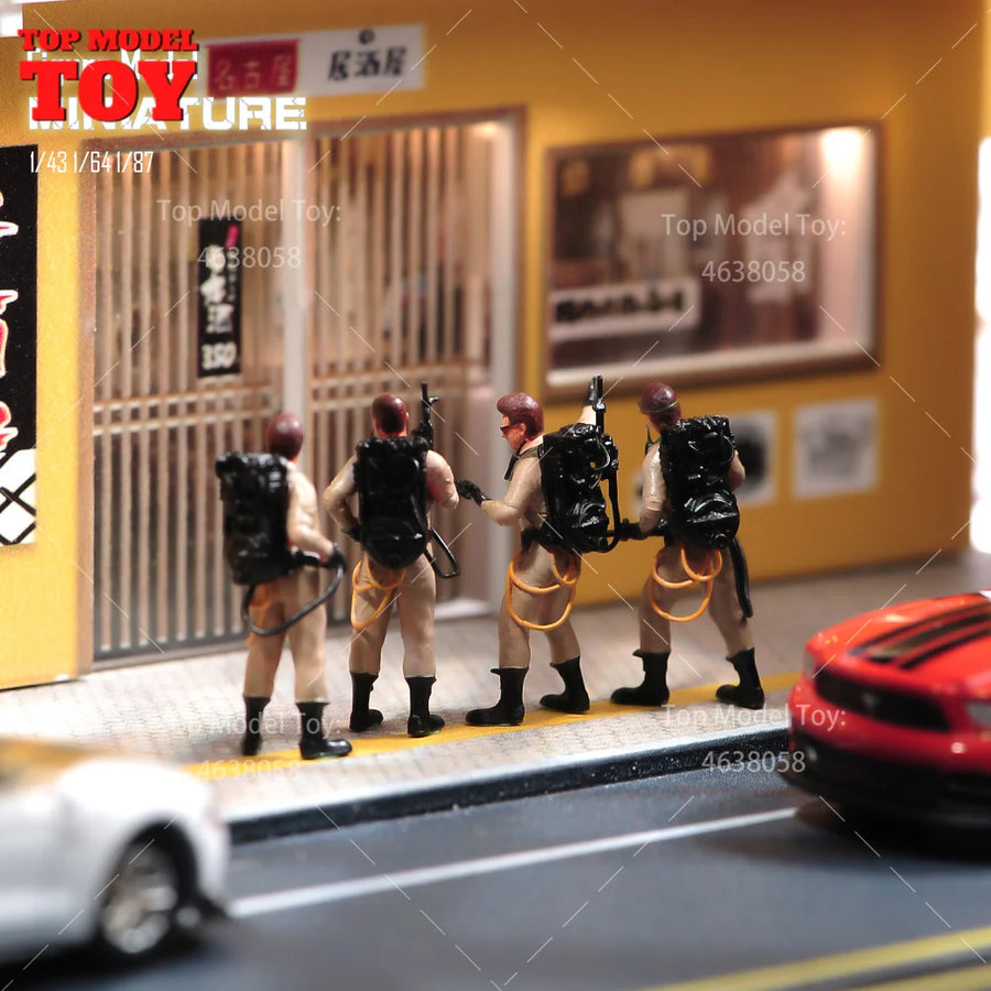 Painted Miniatures 1/64 1/43 1/87 Armed Soldier Man Team with Gun Scene Figure Dolls Unpainted Model for Cars Vehicles Toy