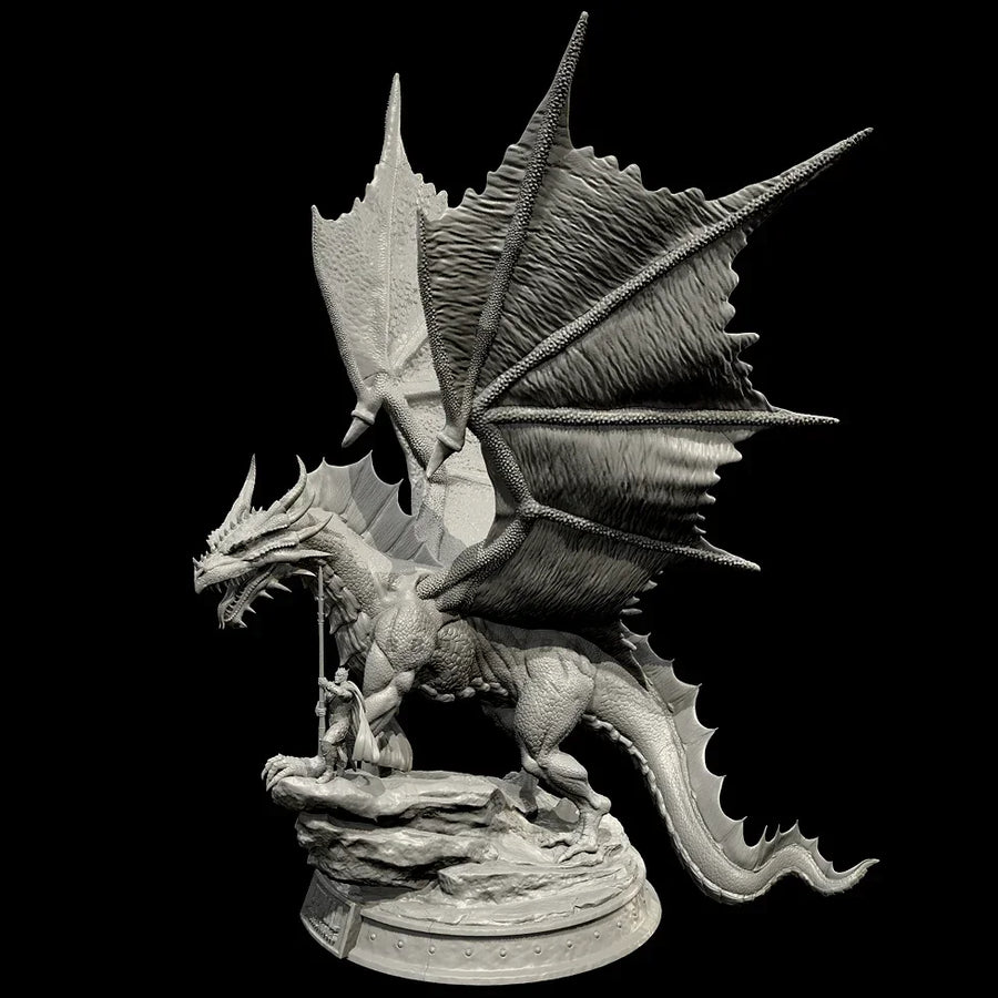 Fantasy Winged Dragon with Victim Diorama Set 70mm Resin Kit - resin model view 2
